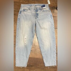 Old Navy 100% Cotton High Rise Slouchy Tapered Ankle Baggy Jeans Size 10